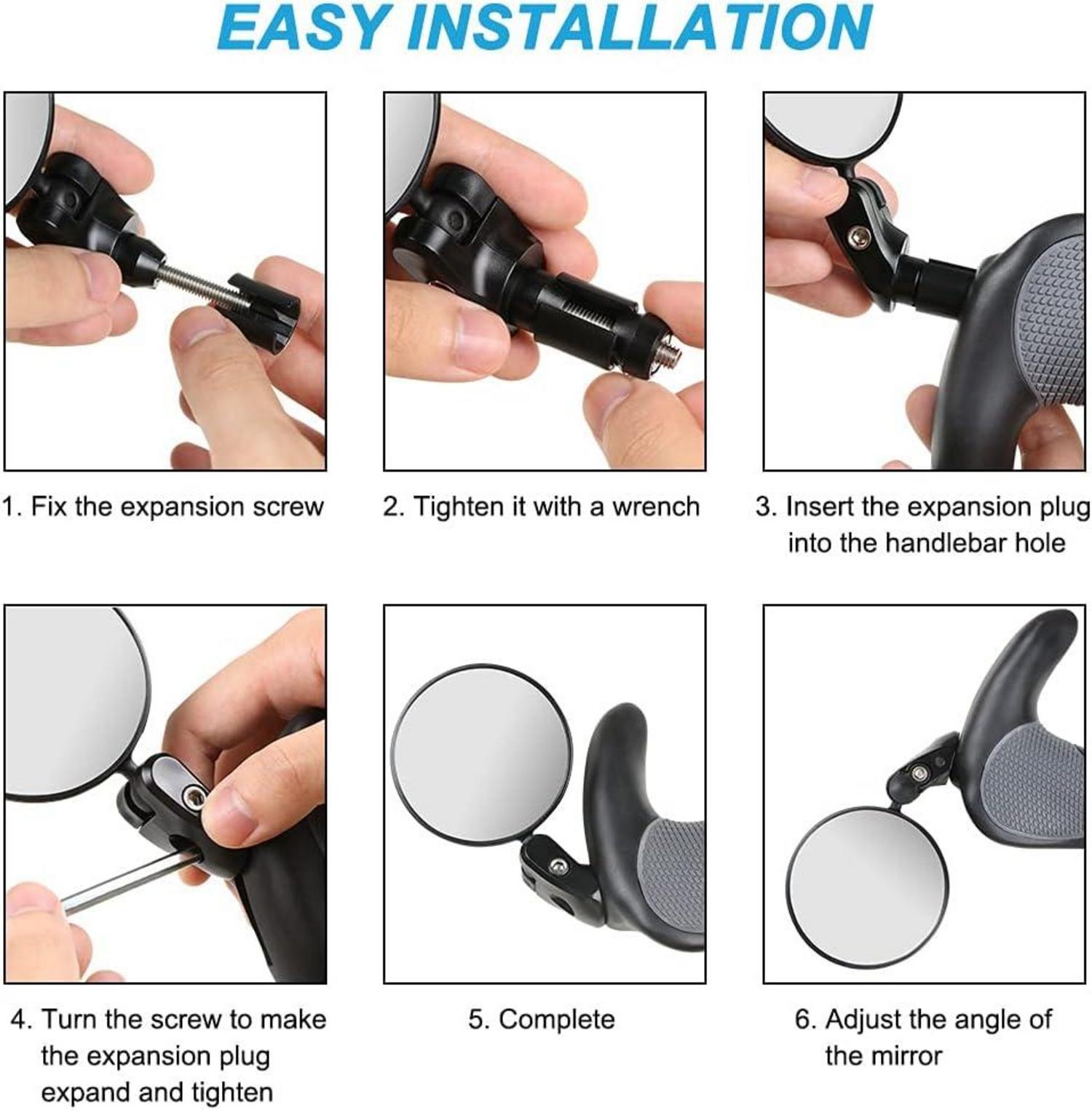2 Stück 360 Grad Fahrradspiegel für 17.4mm-22mm Lenker Robust und