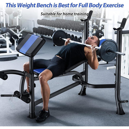 Verstellbare Hantelbank mit Beinstrecker und Preacher Curl