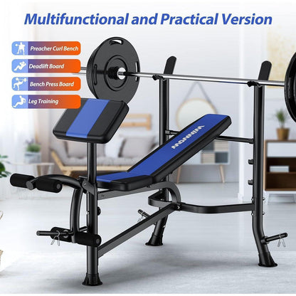 Verstellbare Hantelbank mit Beinstrecker und Preacher Curl