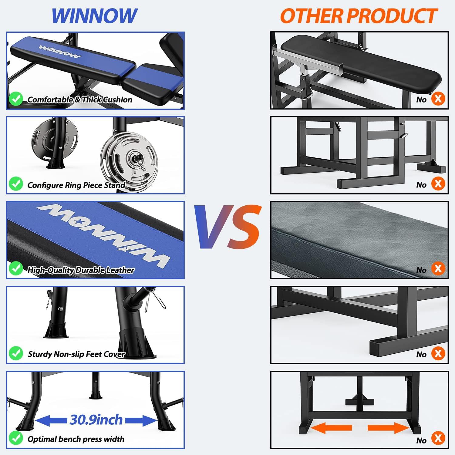 WINNOW Verstellbare Hantelbank Beinstrecker Preacher Curl Ganzkörpertraining