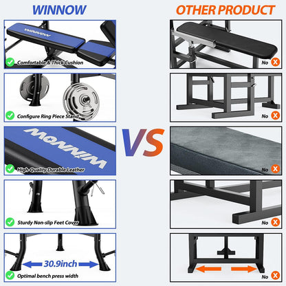 WINNOW Verstellbare Hantelbank Beinstrecker Preacher Curl Ganzkörpertraining