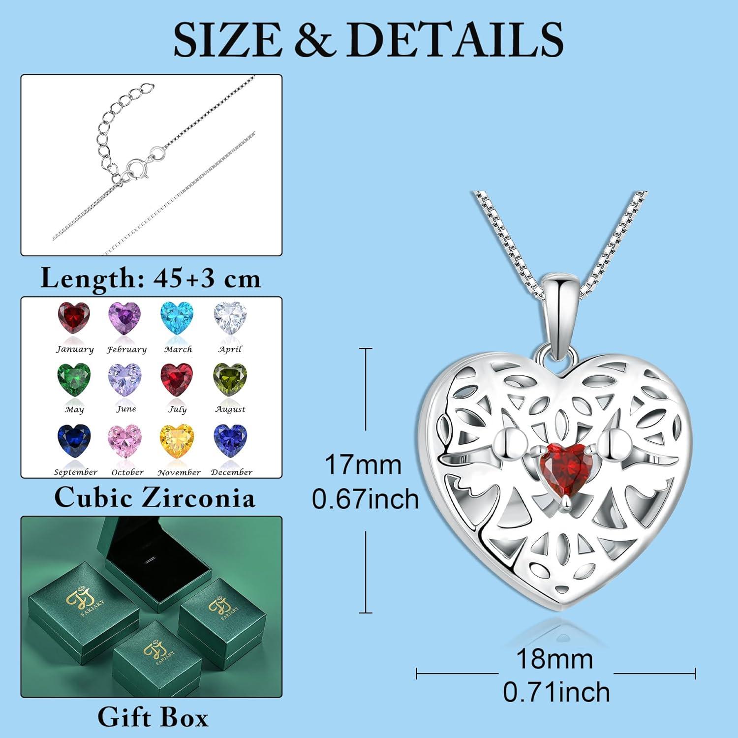 Herz Foto Medaillon Kette 925 Silber Schutzengel Granat Zirkonia