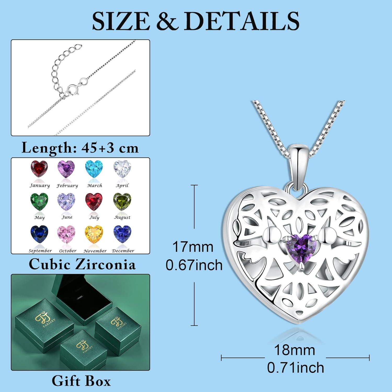 Herz Foto Medaillon Anhänger Kette 925 Silber Zirkonia - Amethyst