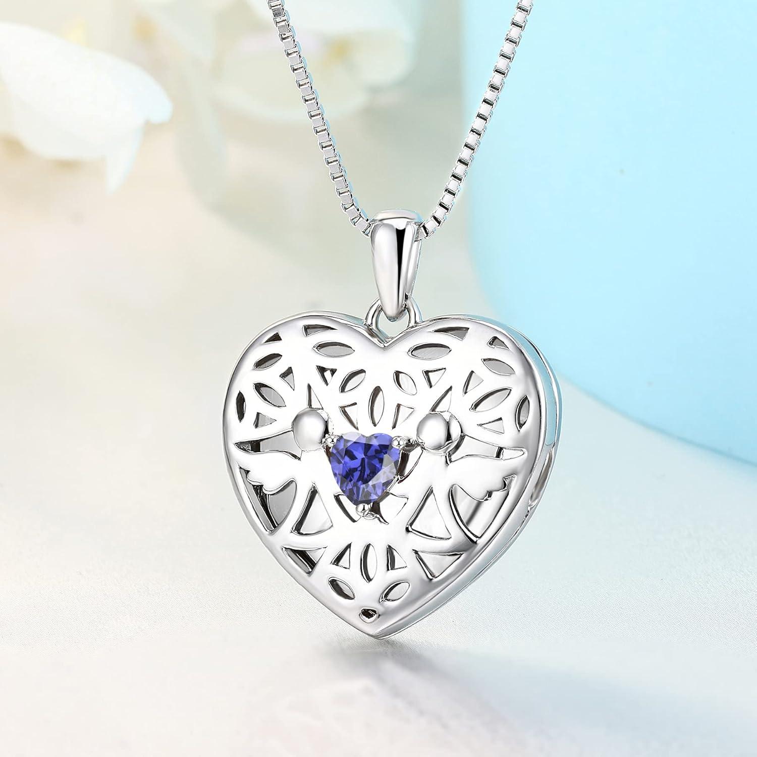 Herz Foto Medaillon Anhänger Schutzengel Kette 925 Silber