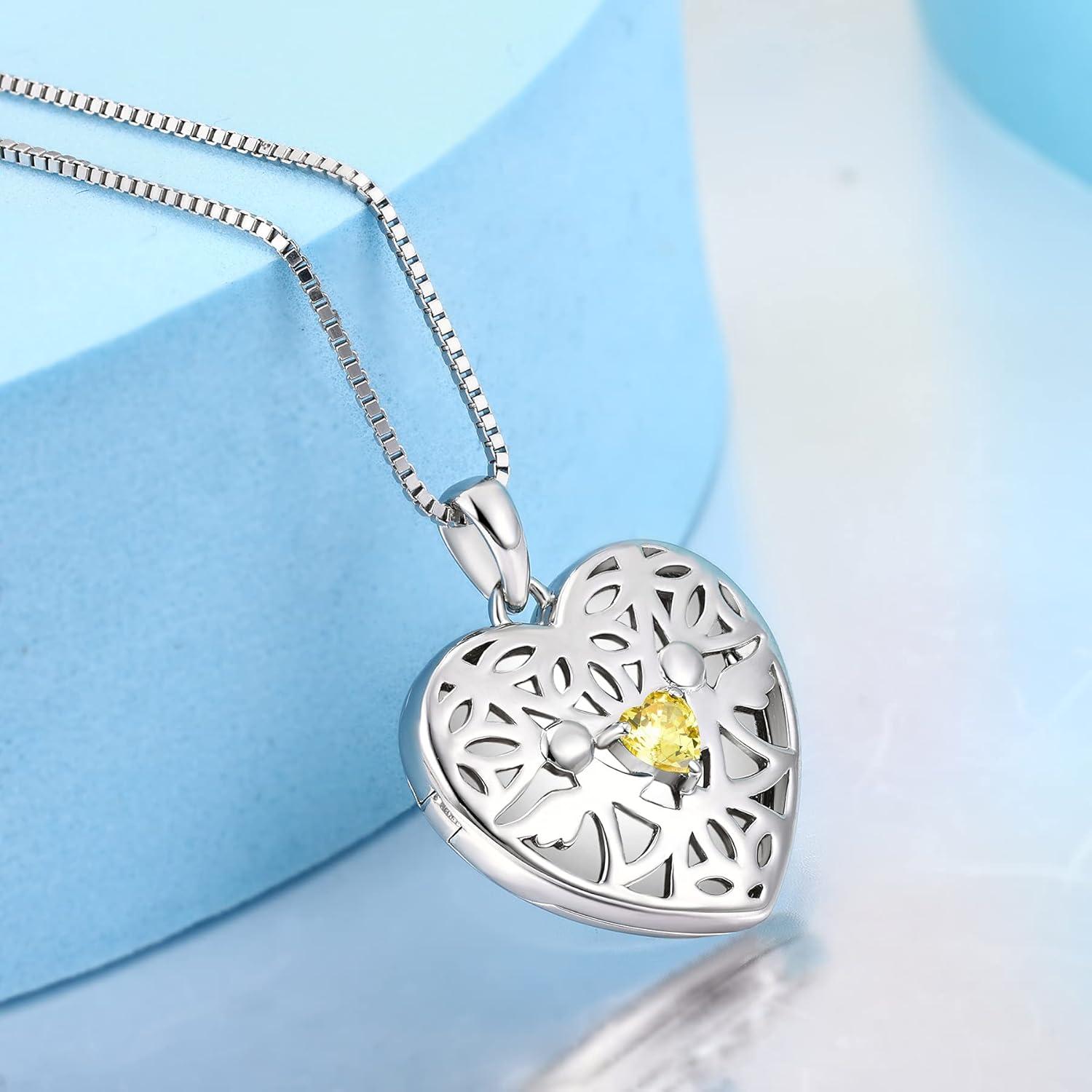 Foto Medaillon Anhänger Schutzengel Kette Sterling Silber Zirkonia
