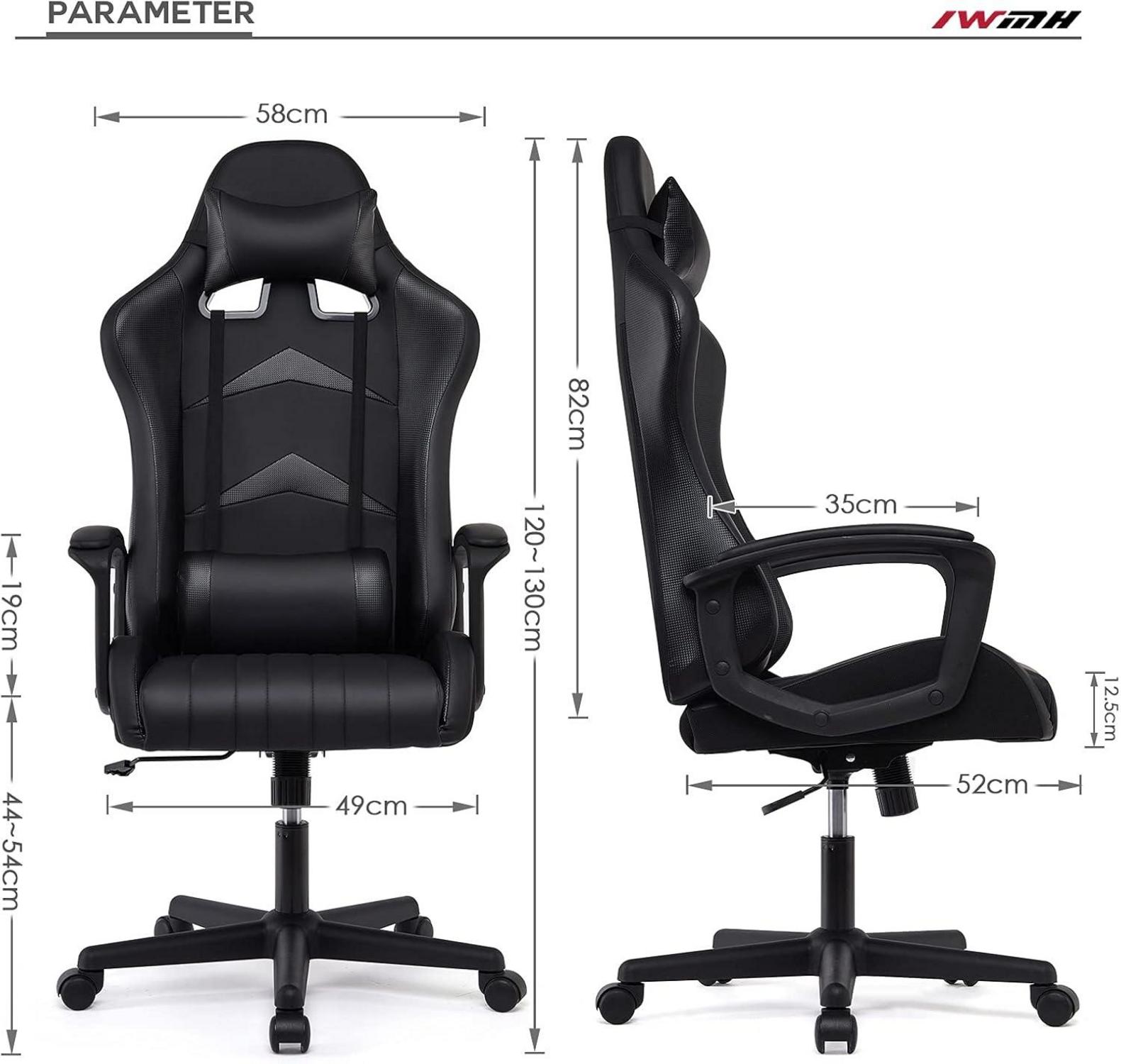 Ergonomischer Gaming Stuhl mit Verstellungen & Kissen