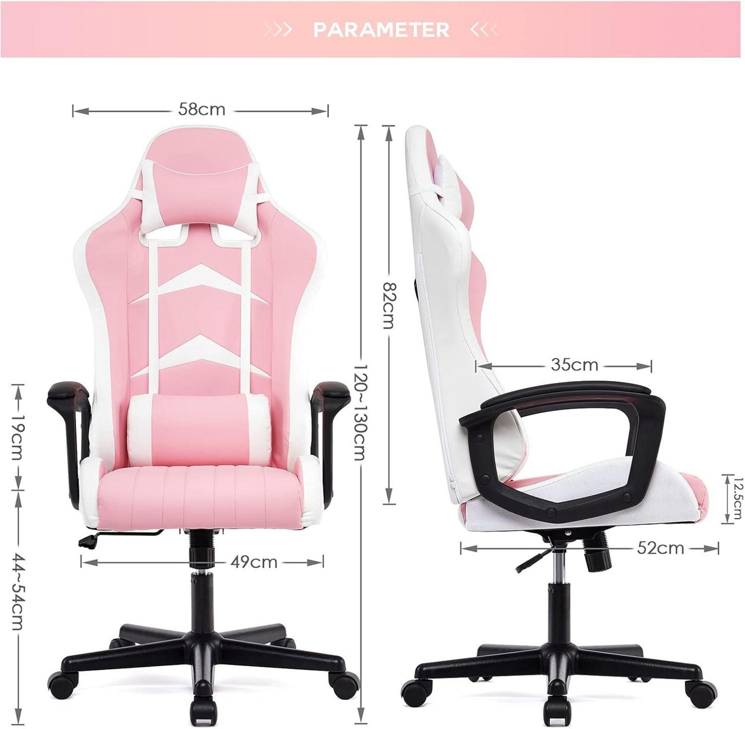 Ergonomischer Gaming Stuhl mit verstellbaren Kissen 52 x 49 x 130cm
