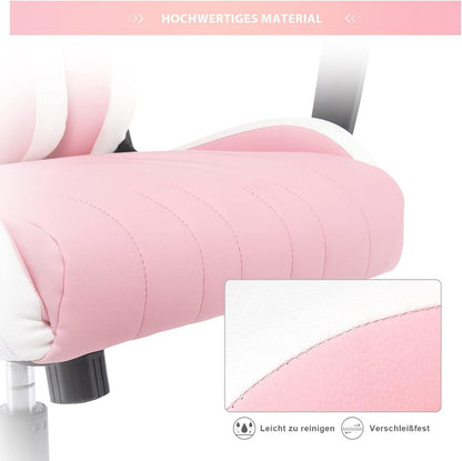 Ergonomischer Racing Gaming Stuhl Rosa mit verstellbaren Kissen 52x49x130cm
