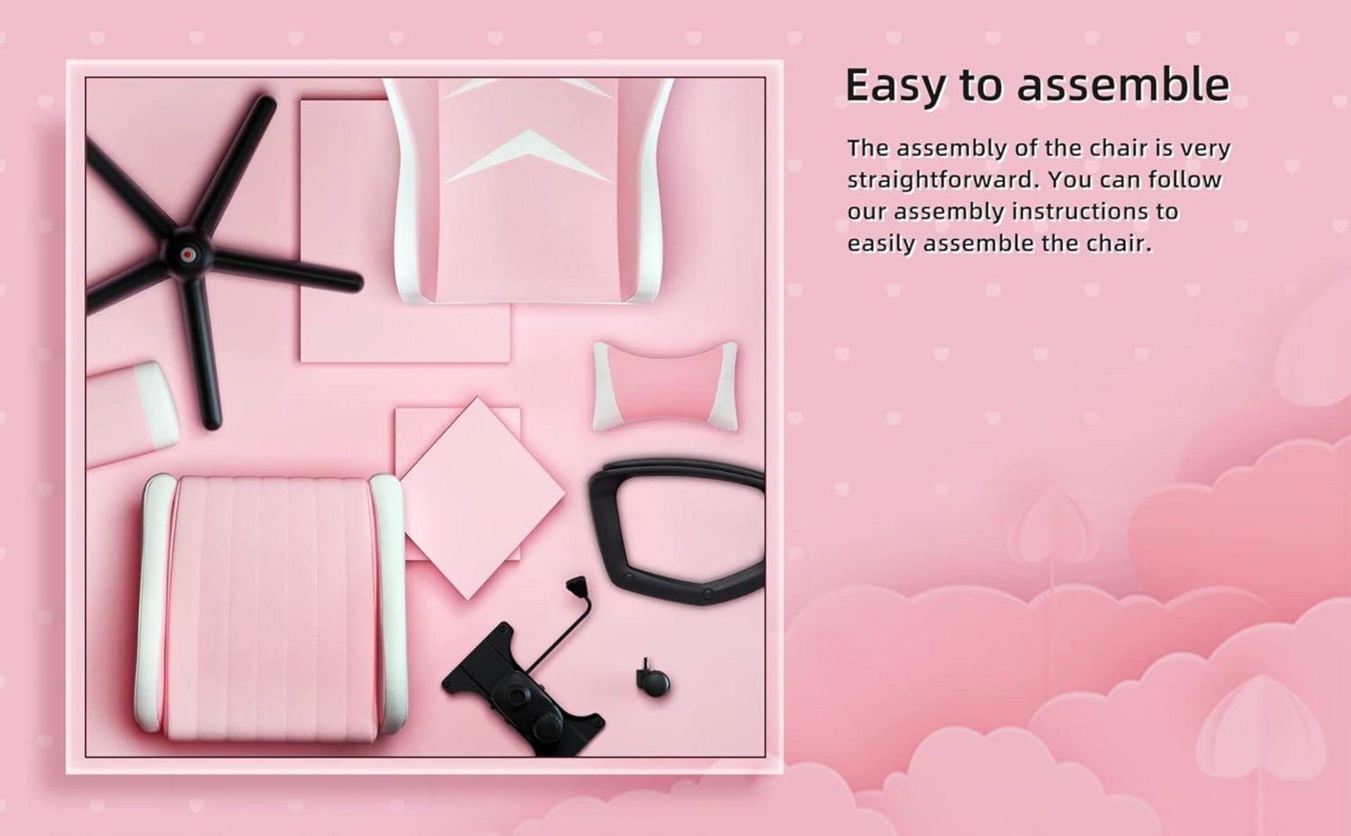 Ergonomischer Racing Gaming Stuhl Rosa mit verstellbaren Kissen 52x49x130cm