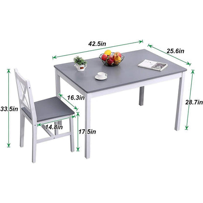 Grauer Esstisch Set mit 4 Holzstühlen – Modernes Esszimmer Set