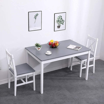 Grauer Esstisch Set mit 4 Holzstühlen – Modernes Esszimmer Set
