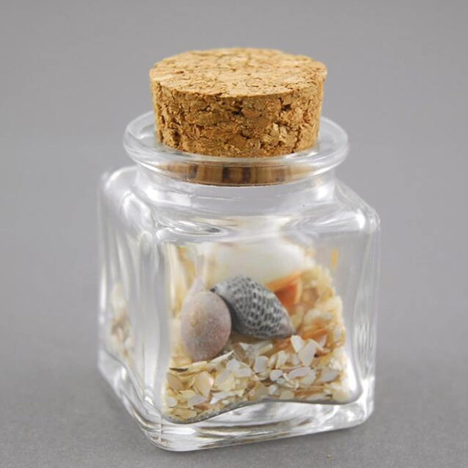 20er Set Glasbehälter mit Korken 60ml Quadratische Mini-Behälter