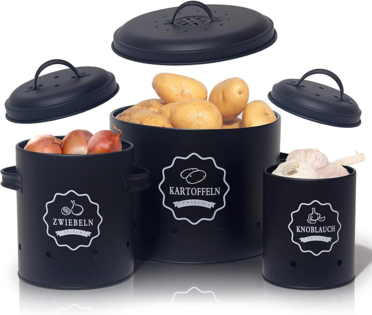 Geräumiges Set für Kartoffeln, Zwiebeln und Knoblauch