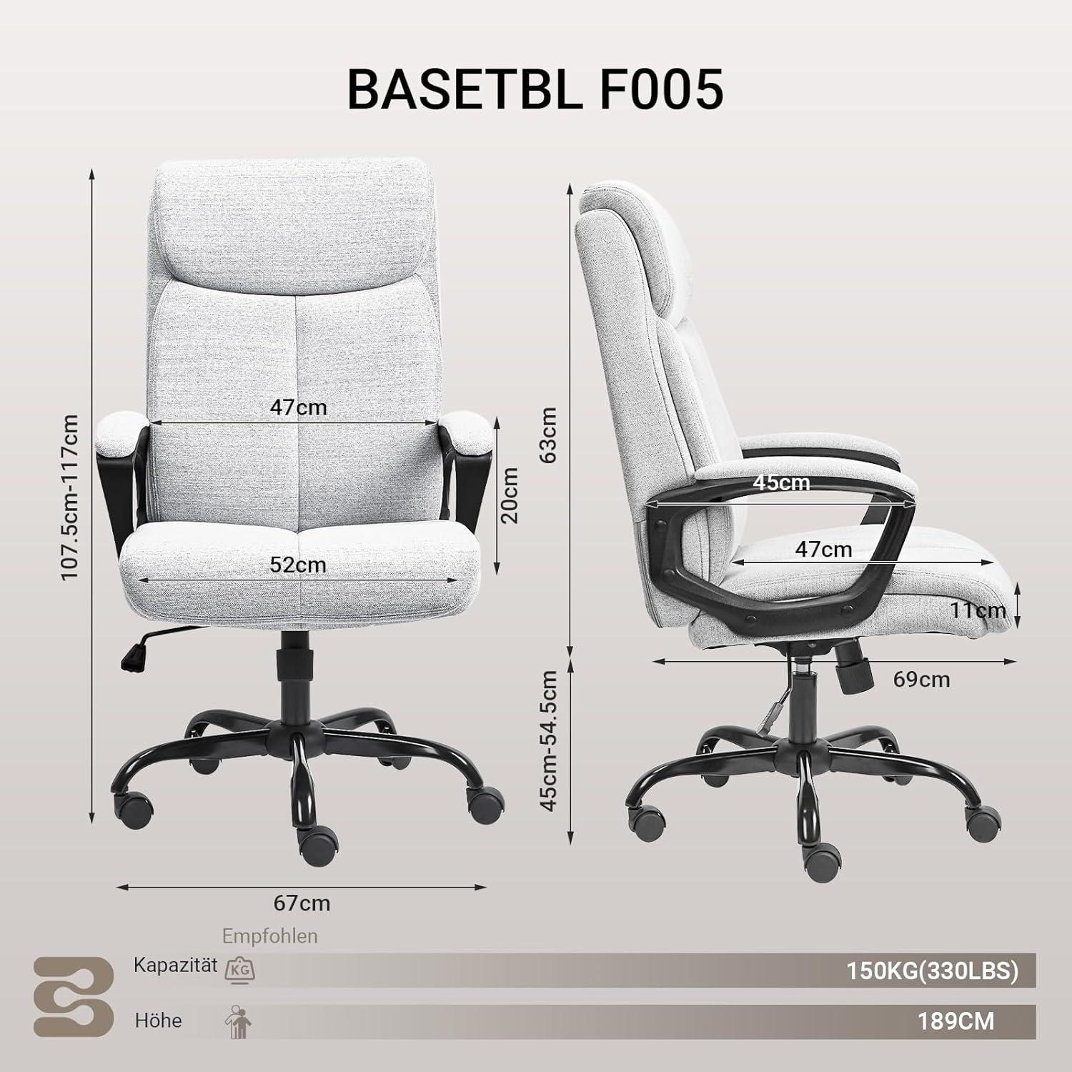 Ergonomischer Bürostuhl Stoff Grau mit