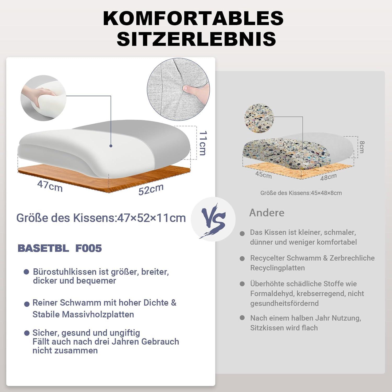 Bürostuhl Ergonomisch Stoff Chefsessel Drehbar Wippfunktion Grau