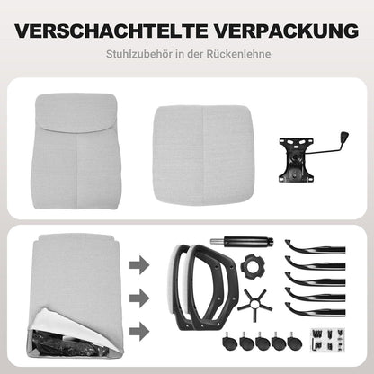 Bürostuhl Ergonomisch Stoff Chefsessel EN 1335 Grau
