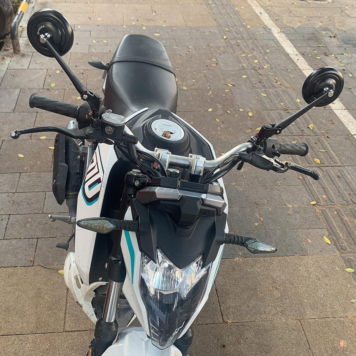 Runde Retro Motorrad Spiegel CNC Schwarz Universal