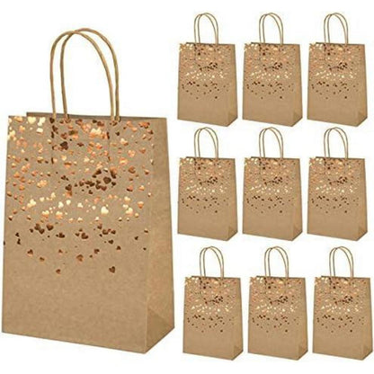 Mikihat 10 Stück Geschenktüten Kraftpapier Herz Verzierung
