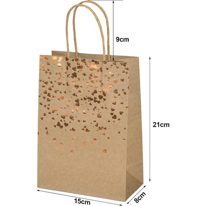 Mikihat 10 Stück Geschenktüten Kraftpapier Herz Verzierung