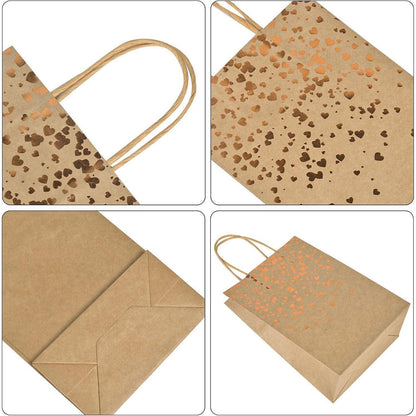 Mikihat 10 Stück Geschenktüten Kraftpapier Herz Verzierung