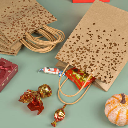 Mikihat 10 Stück Geschenktüten Kraftpapier Herz Verzierung