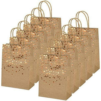 Mikihat 10 Stück Geschenktüten Kraftpapier Herz Verzierung