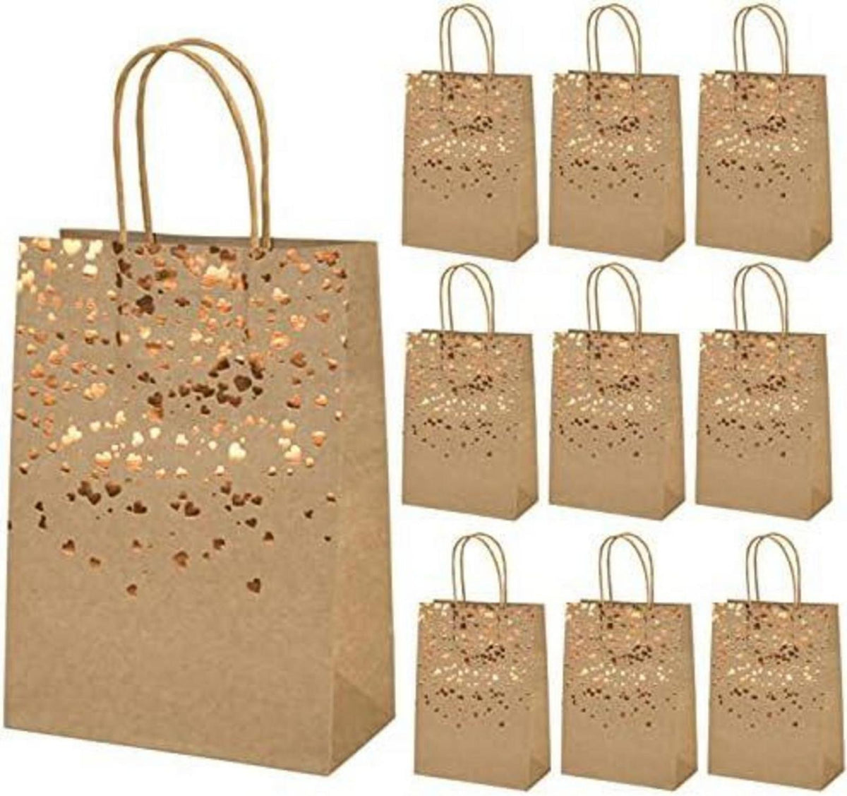 Mikihat Papiertüten Kraftpapier Bronzing Herz Verzierung 10er Pack