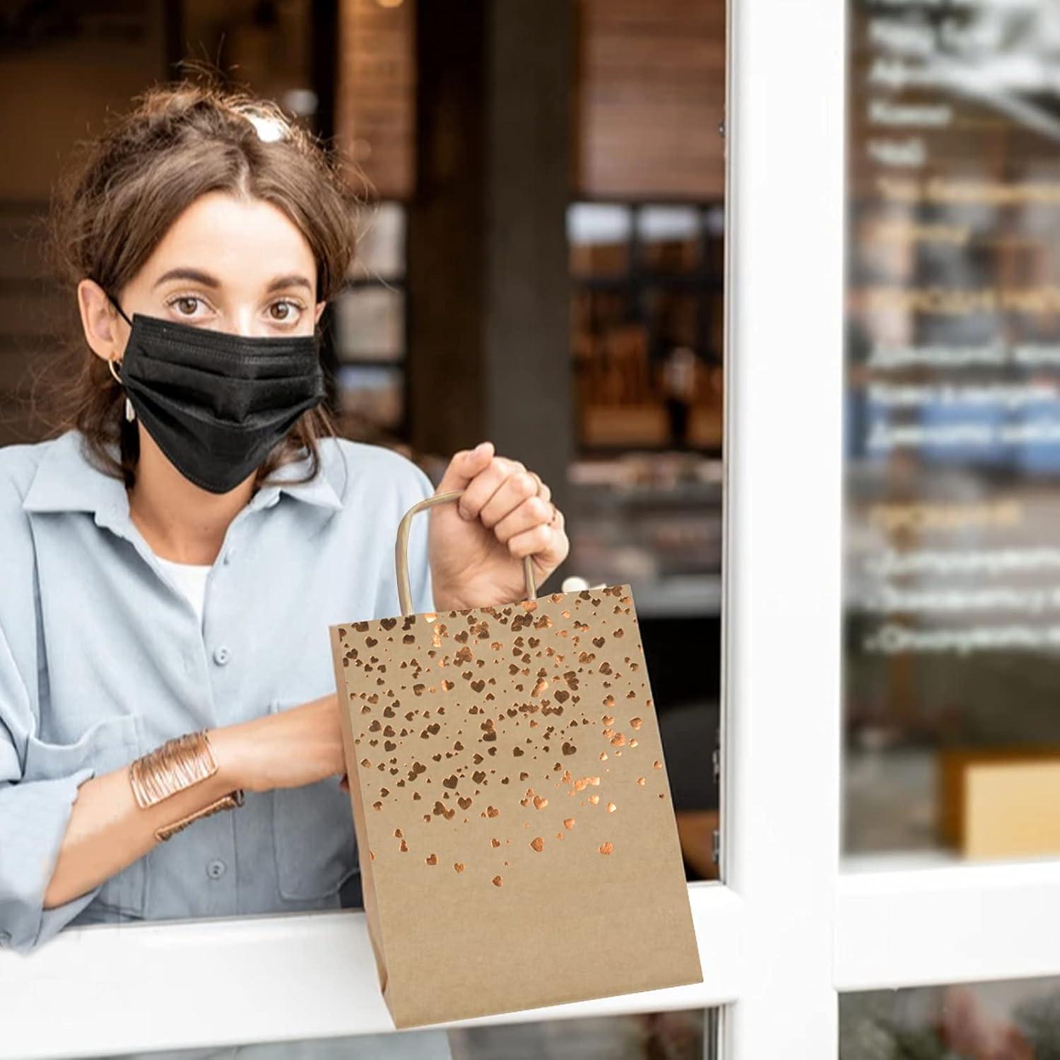 Mikihat Papiertüten Kraftpapier Bronzing Herz Verzierung 10er Pack