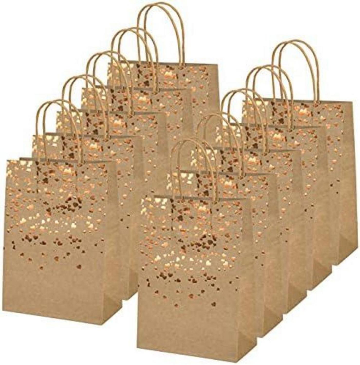Mikihat Papiertüten 10er Set Kraftpapier mit Herz Verzierung