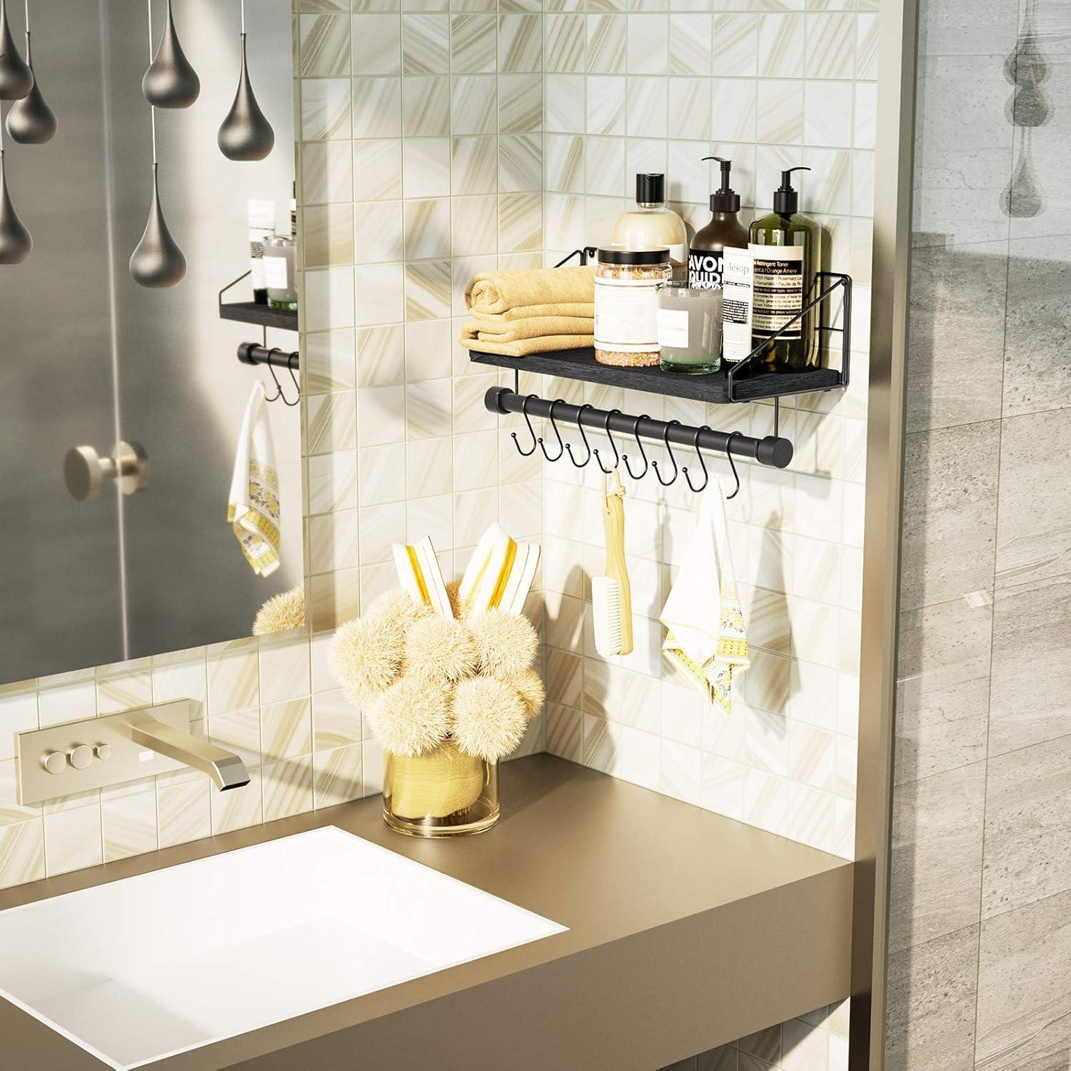 Wandregal mit Haken und Handtuchhalter für Küche und Badezimmer