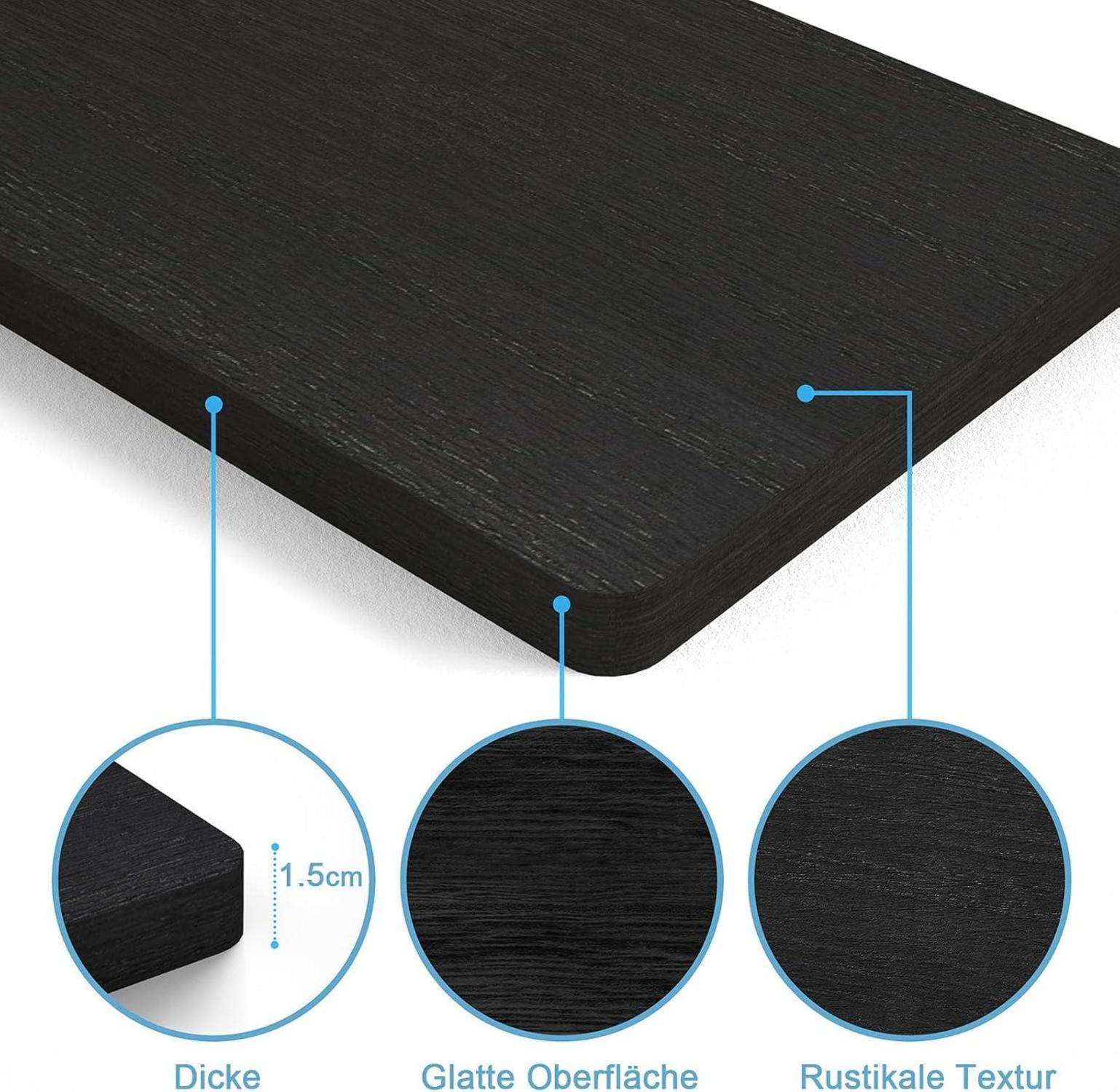 Schwarzes Wandregal mit Handtuchhalter und 8 Haken, Küchenregal