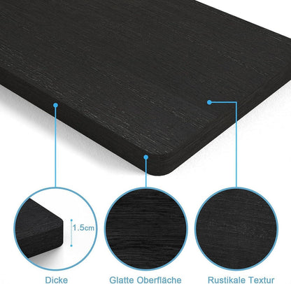 Schwarzes Wandregal mit Handtuchhalter und 8 Haken, Küchenregal