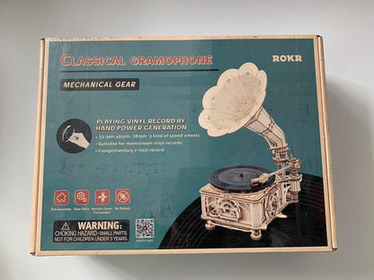 ROKR 3D Holzpuzzle Grammophon mit Automatik- und Manuell-Modus