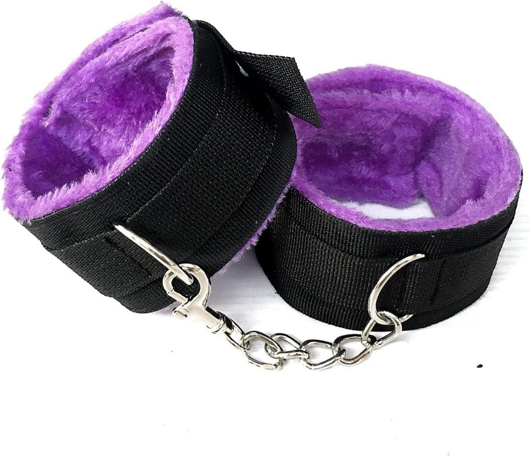 Bondage Fesseln Set Handschellen SM Analplug 13 Stück Violett