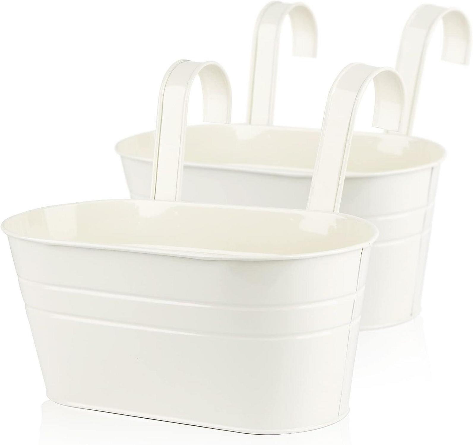Blumentopf Metall Hängend 2er Set mit Haken für Balkon Garten