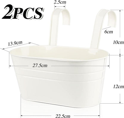ABSDON 2er Set Hängender Metall Blumentopf mit Haken für