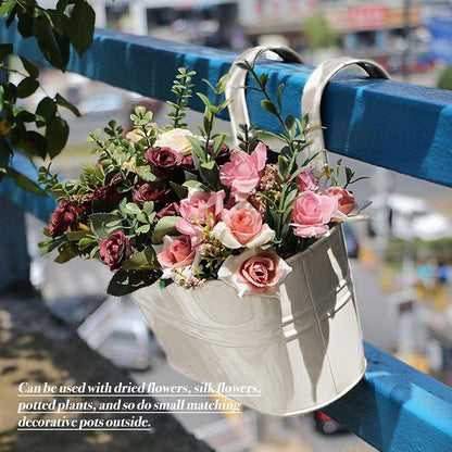 2er Set Hängender Blumentopf Metall Balkon Garten Deko Wand