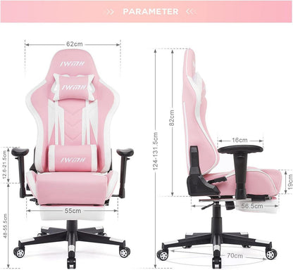 Ergonomischer Gamer Stuhl mit Fußstütze und Massage