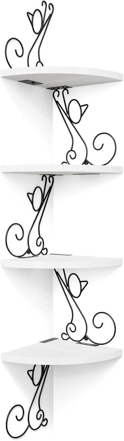 Eckregal Wandregal Massivholz Katzenform Schweberegal 4 Regalböden