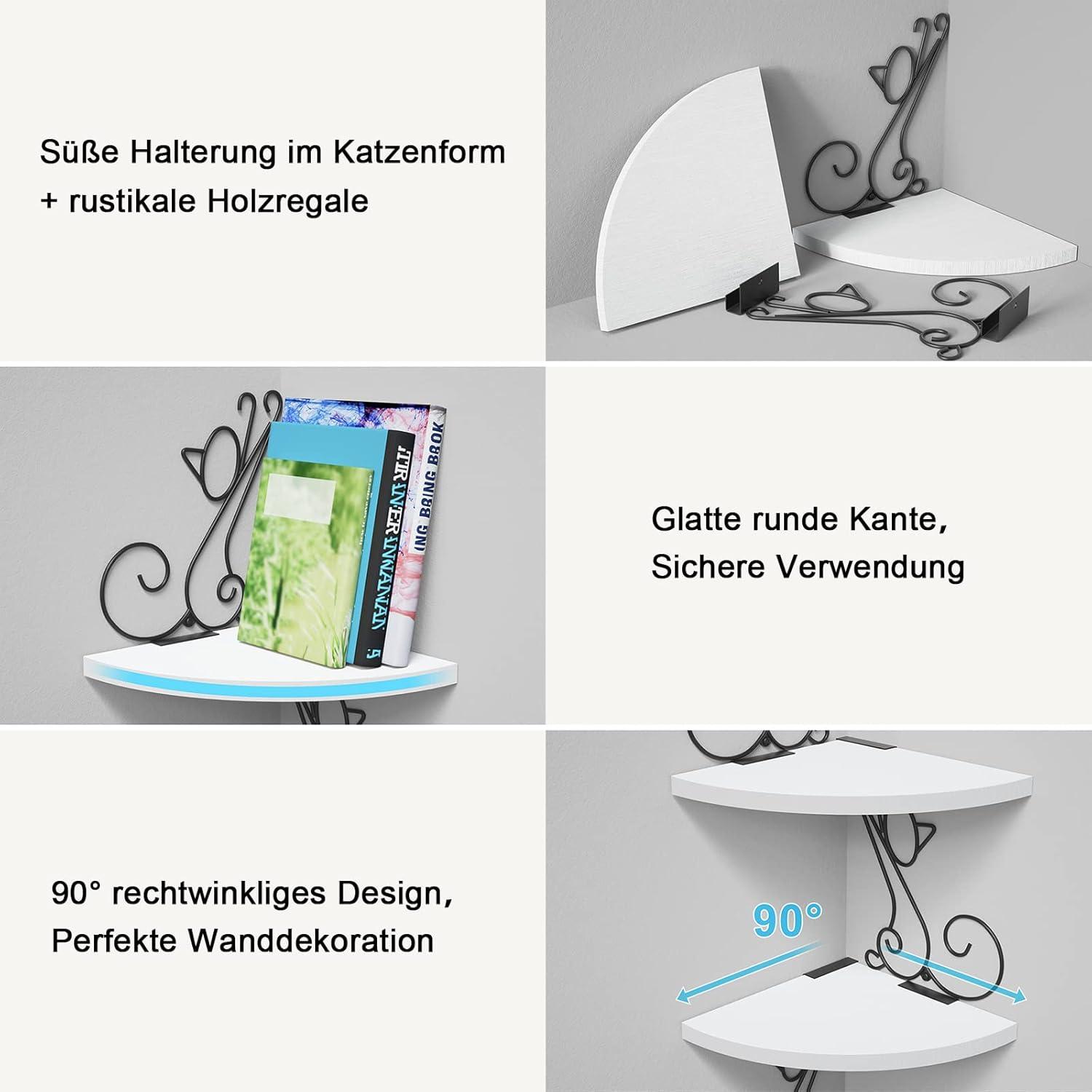 Alsonerbay Eckregal Katzenform 4 Regalböden Massivholz