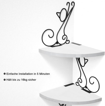 Eckregal Katzenform Massivholz 4 Regalböden