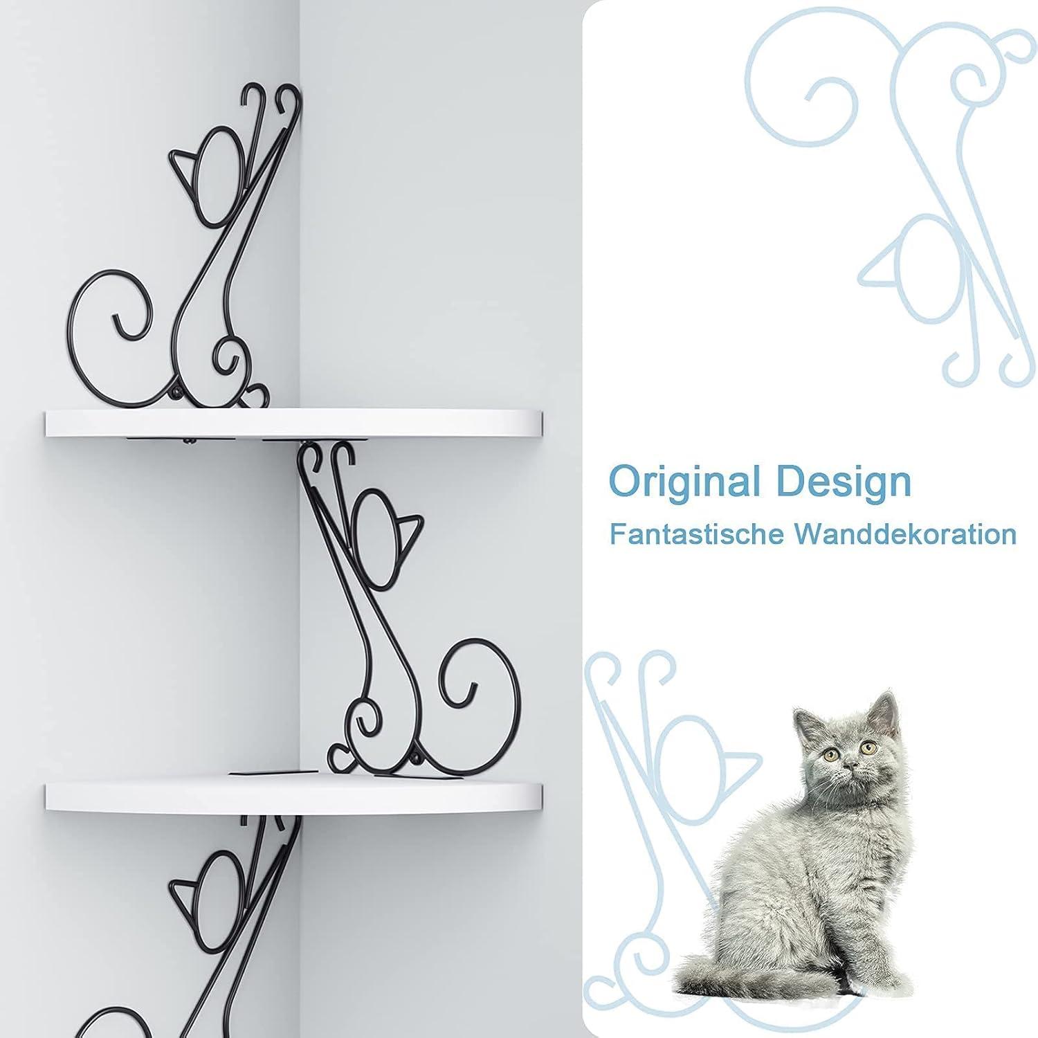 Alsonerbay Eckregal Katzenform 4 Regalböden Massivholz