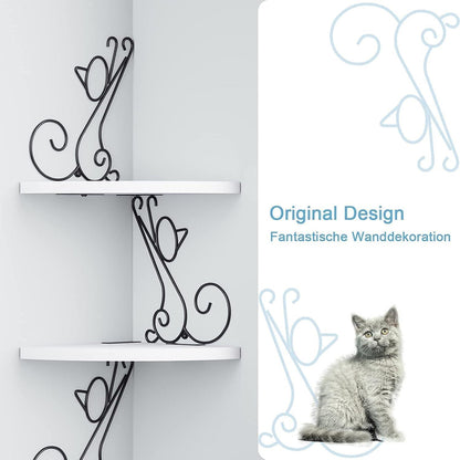 Alsonerbay Eckregal Katzenform 4 Regalböden Massivholz