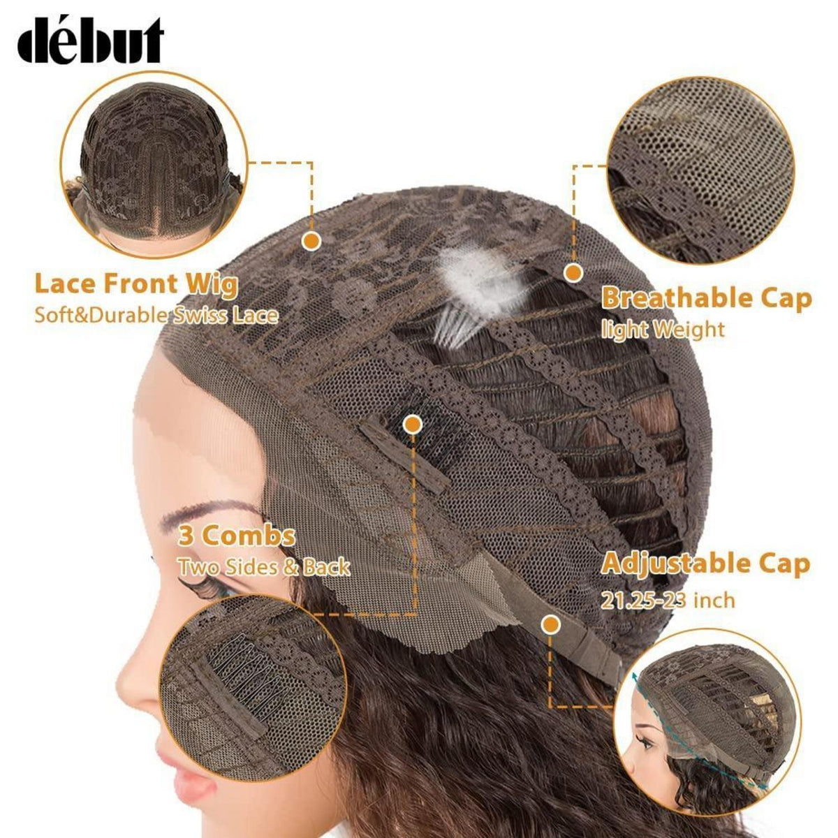 Lockige Lace Front Perücke 70cm – Kunsthaar Perücke mit Babyhaar