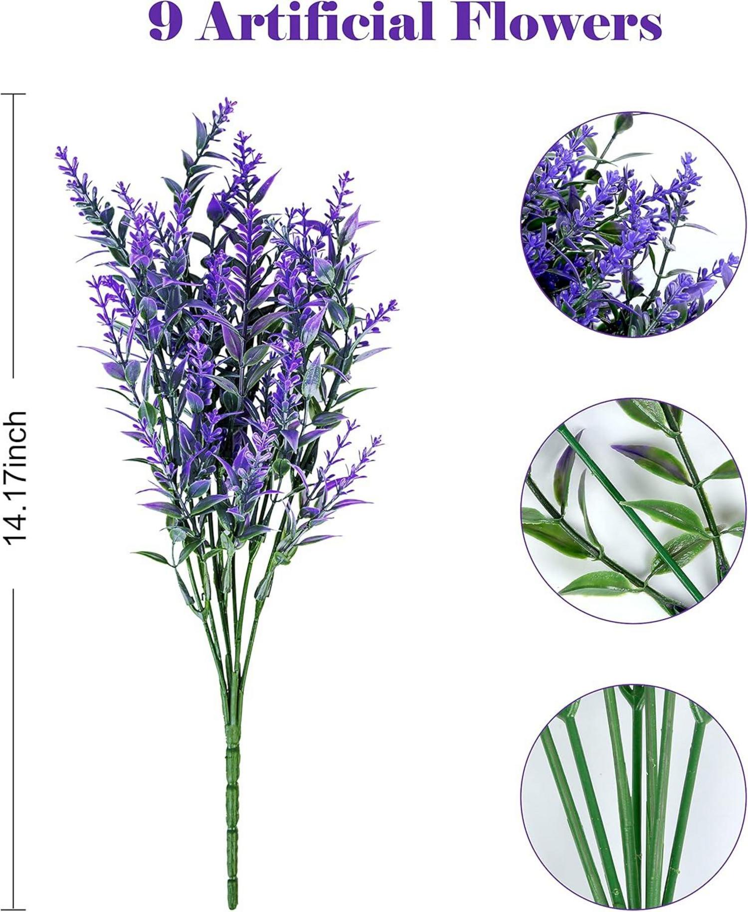 Künstliche Lavendel Blumen 9 Stück lila Deko Innen & Außen