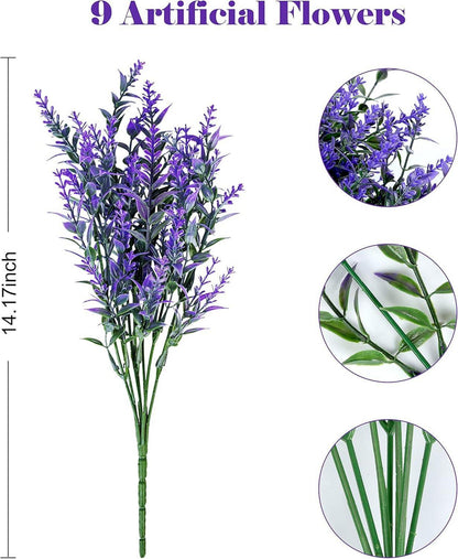 Künstliche Lavendel Blumen 9 Stück lila Deko Innen & Außen