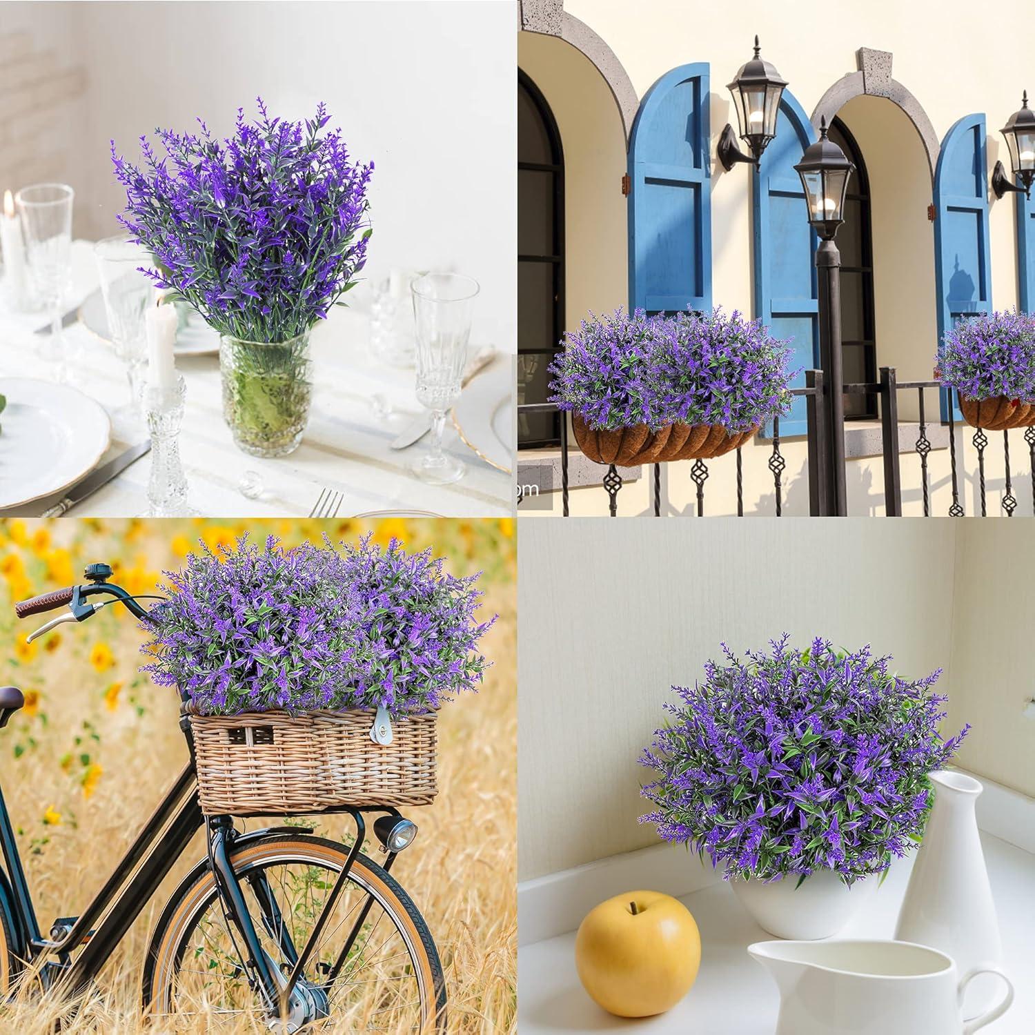 Künstliche Lavendel Blumen 9 Stück lila Deko Innen Außen Hochzeit