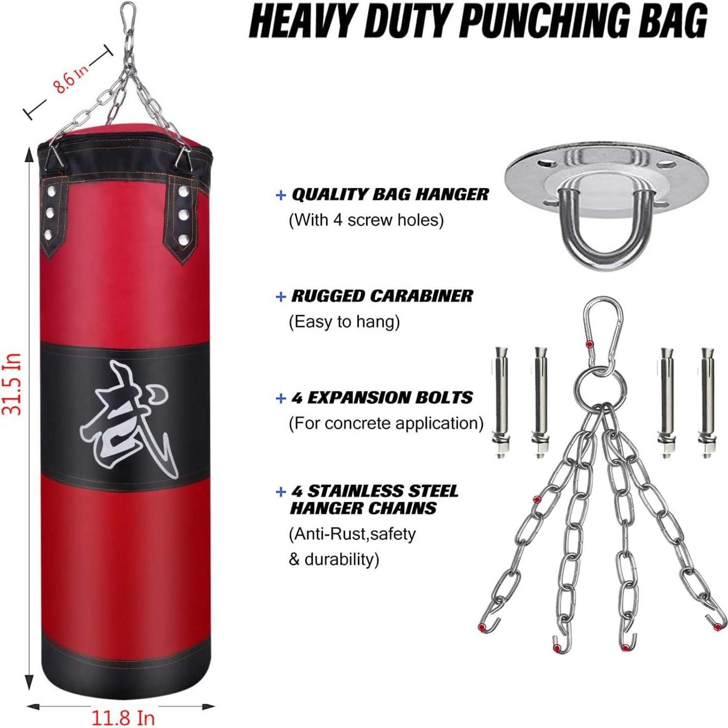 Boxsack Set Heavy Duty Punchingsäcke UNGEFÜLLT Hängendes Boxing Bag