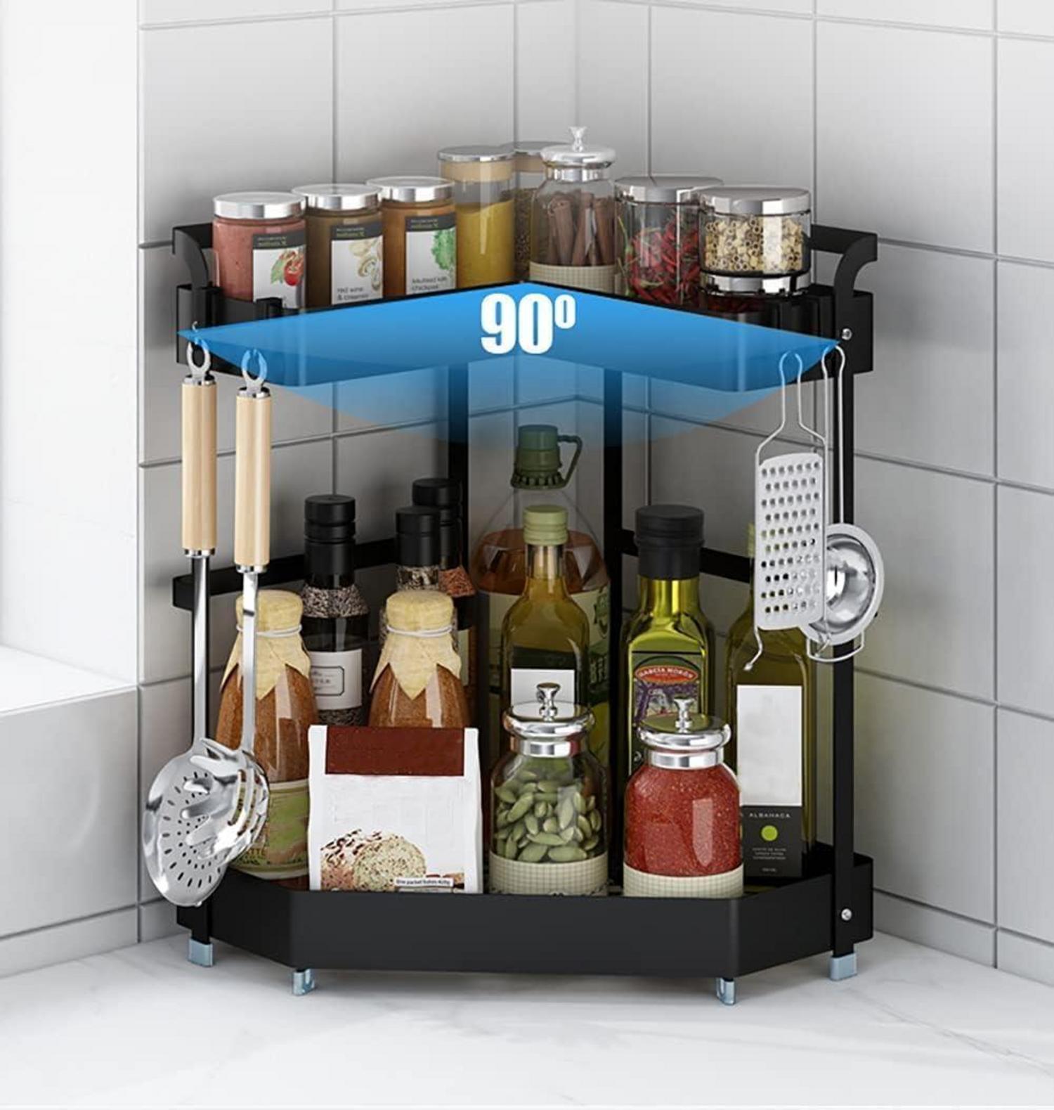 YunNasi Gewürzregal Ecke 2 Etagen Ständer Organizer Lagerung
