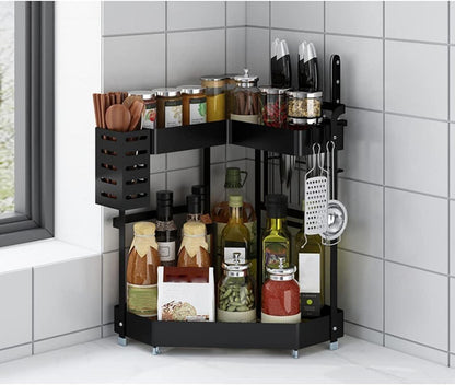 YunNasi Gewürzregal Ecke Stehgestell 2 Etagen Aufbewahrung Küche